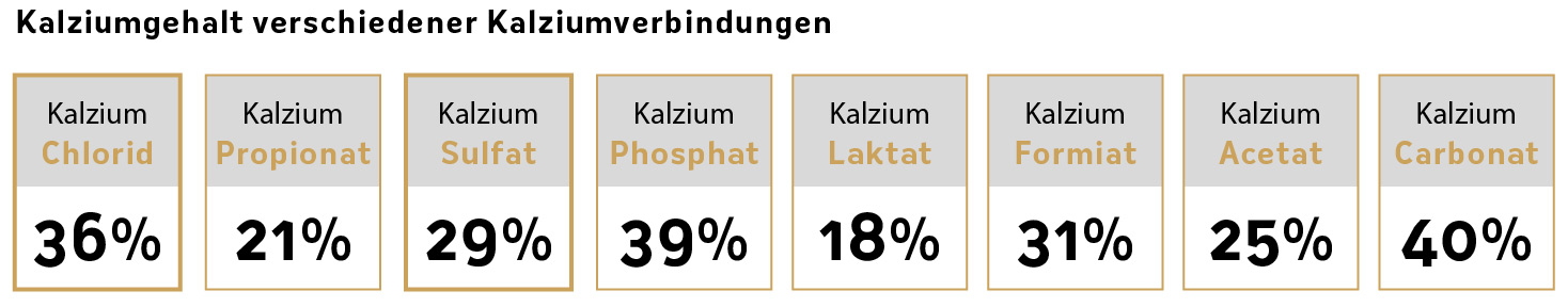 Kalziumgehalte verschiedener Kalziumverbindungen